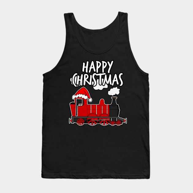 Happy Christmas Santa Hat Steam Train Rail Enthusiasts Tank Top by doodlerob